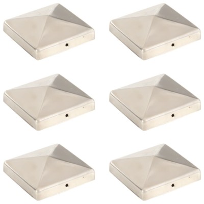 Capace st&amp;acirc;lpi de gard piramidă 6 buc. oțel inoxidabil 101x101mm foto
