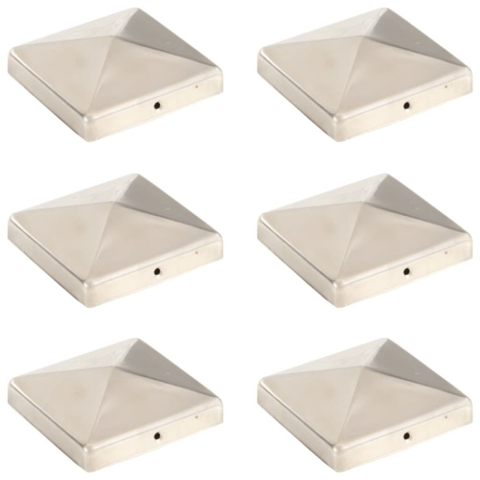 Capace st&acirc;lpi de gard piramidă 6 buc. oțel inoxidabil 101x101mm