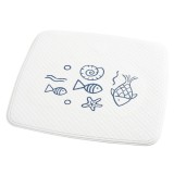 Covoras baie cu ventuze Neptun 64213, model cu pesti, alb / albastru, 54 x 54 cm