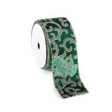 Rola panglica Craciun catifea verde aurie mm 63 x 10 m