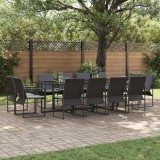 vidaXL Set de masă pentru grădină 13 pcs Negru Oțel
