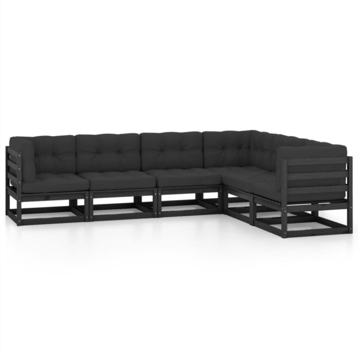 Set mobilier de gradina cu perne, 6 piese, lemn masiv de pin