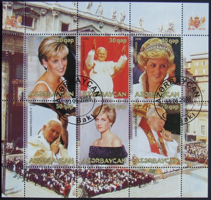 AZERBAYDJAN -PRINCESS DIANA,PAPA PULUS II- 2008-1M/SH.Obliterat - AZ 07