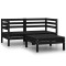 Set mobilier de gradina, 3 piese, negru, lemn masiv de pin