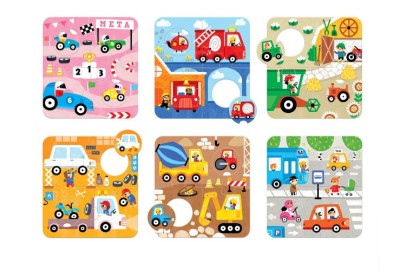 Joc tip puzzle pentru copii si bebelusi, Banana Panda, Match the Vehicles, 36 piese, 6 placi formate din 6 piese cu vehicule foto