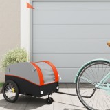 VidaXL Remorcă pentru biciclete negru/portocaliu, 30 kg, fier