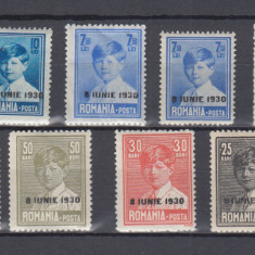 ROMANIA 1930 LP 83 F - 83 S MIHAI I SUPRATIPAR 8 IUNIE 1930 SERIE MNH