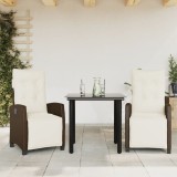 vidaXL Set mobilier de grădină cu perne, 3 piese, maro, poliratan 3212981