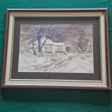 CONSTANTIN RADINSCHI - PEISAJ DE IARNA - acuarela anii '70