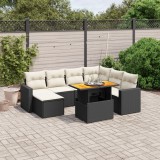 VidaXL Set mobilier de grădină cu perne, 8 piese, negru, poliratan