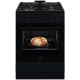 Aragaz Electrolux LKG504013K, Gaz, 4 arzatoare, Aprindere integrata plita si cuptor, Siguranta plita si cuptor, Autocuratare catalitica, Grill electri