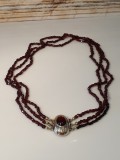 Colier Aur 14K Si Argint Biedermeier Cu Pietre Granat