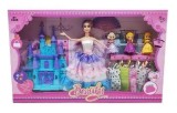 Papusa cu 3 fetite, castel printese, rochite multicolor