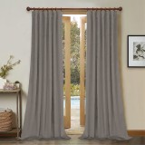 Draperie din catifea cu rejansa din bumbac tip fagure, Madison, 200x220 cm, densitate 700 g/ml, Lead, 1 buc