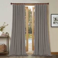 Draperie din catifea cu rejansa din bumbac tip fagure, Madison, 150x250 cm, densitate 700 g/ml, Lead, 1 buc
