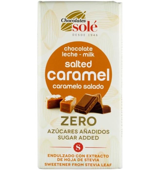 Ciocolata cu Lapte si Caramel Sarat Indulcita cu Stevie 100 grame Chocolates Sole