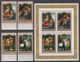 Burundi 1979 - Crăciun - Picturi cu &bdquo;Fecioara și Pruncul&rdquo; de Del Garbo, Bassano, s.a., Suprataxa, Serie + Colita, SET COMPLET RAR, MNH