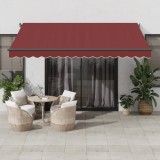 Cumpara ieftin Copertina retractabilă manual cu LED-uri, vișiniu, 400x350 cm