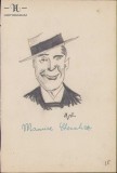 154S Caricatura Maurice Chevalier, anii 1930, Geo Dumitrescu, semnată