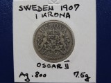 Cumpara ieftin Suedia 1 Krona 1907 - OSCAR II Argint (148)