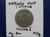 Suedia 1 Krona 1907 - OSCAR II Argint (148)