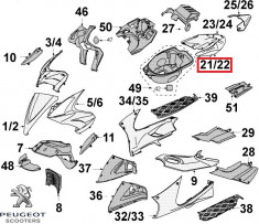 Carena laterala stanga spate originala Peugeot Jet Force 50-125cc (argintie) foto