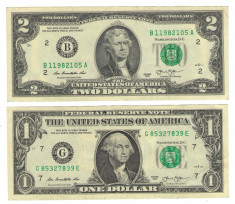 Lot Bancnote -USD- Statele Unite ale Americii 2 Dolari + 1 Dolar $ - 2013 / A026 foto