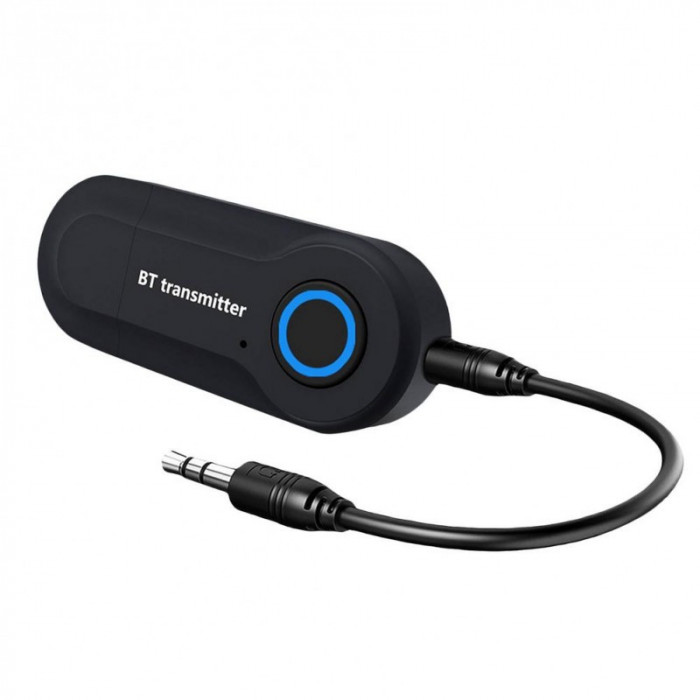 Adaptor Audio Bluetooth Techstar&reg; T12, Bluetooth 5.0, Microfon Incorporat, AUX 3.5 mm, Hands Free, pentru PC/TV/Auto, Negru