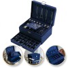Cutie de bijuterii, caseta organizator albastru, multiple compartimente, Jollymag, PD119GRAN