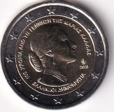 GRECIA moneda 2 euro comemorativ 2023(1)_Maria Callas, UNC foto