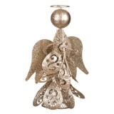 Decorațiune Crăciun Metal, &Icirc;nger cu Trompetă, Glitter, &Icirc;nălțime 21cm, Bej, Oem