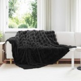 VidaXL Pătură din Blană sintetică de Iepure 4 pcs Negru 220 x 240 cm 42021839