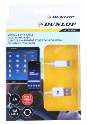 Cablu Incarcator Dunlop Usb Tip C Alb 2A 1M 35503426 foto