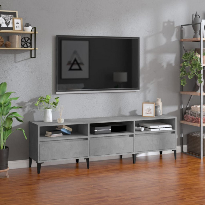 vidaXL Comodă TV, gri beton, 150x30x44,5 cm, lemn prelucrat