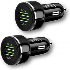 Adaptor încărcător C Dual QC 3.0 [2Pack], 48W 6A Încărcător rapid USB pentru tel