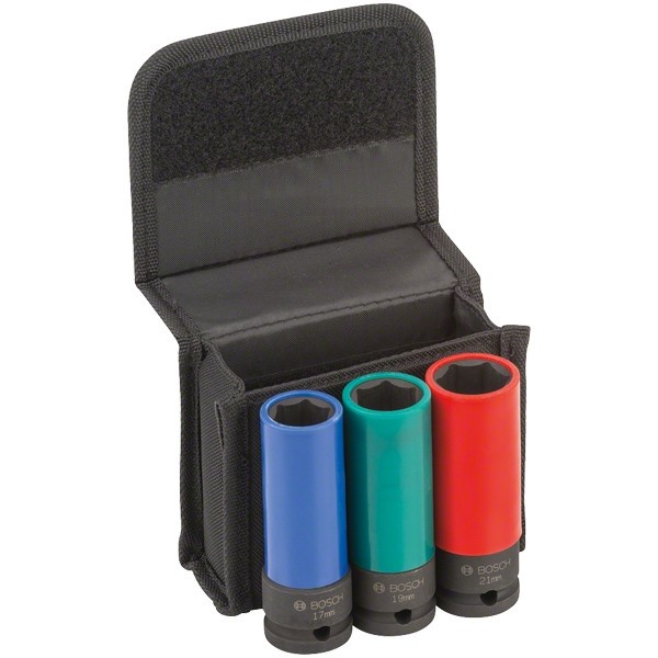 Set 3 chei tubulare impact Bosch, prindere 1/2&amp;quot;, 17/19/21 mm