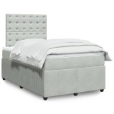 VidaXL Pat box spring cu saltea, gri deschis, 120x190 cm, catifea 3292298