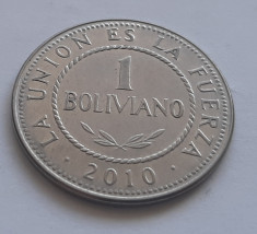188. Moneda Bolivia 1 boliviano 2010 foto