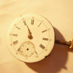 Mecanism de ceas de buzunar sec.XIX ,remontor cu cap aur - pt piese , d=3cm