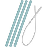 Minikoioi Flexi Straw with Cleaning Brush pai din silicon cu pensula Aqua Green 3 buc