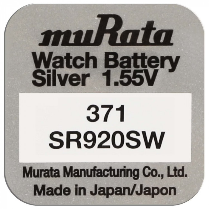 Baterie SR920SW, 371, oxid de argint, 1.55V, Murata