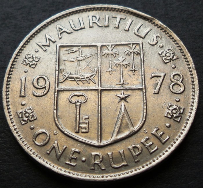 Moneda exotica 1 RUPIE - MAURITIUS, anul 1978 * cod 2887 = colonie britanica