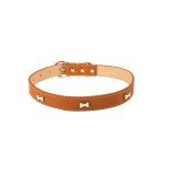 Zgarda reglabila pentru caini din piele, Maro, 60x3 cm, Oem