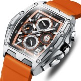Cumpara ieftin Ceas barbati Lige Portocaliu argintiu Cronograf Cronometru Quartz Analog Silicon Sport