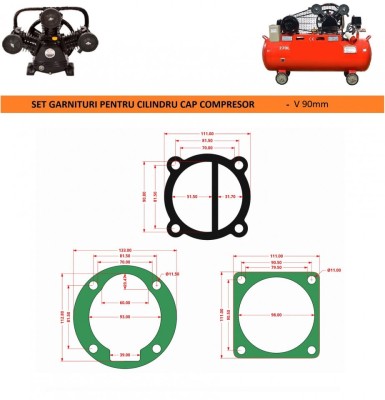 Garnituri set pentru cap compresor de aer V 90mm CH086 Mod.9(M) foto