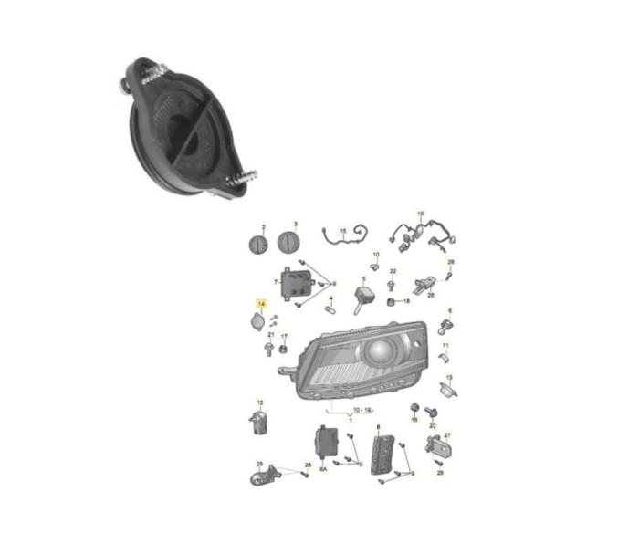 Capac lampa fata SKODA OCTAVIA III (5E), 01.2013-05.2017; YETI (5L), 09.2009-2017, partea stanga=dreapta, original, pentru semnalizare fata; cu surub