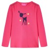 Tricou pentru copii cu m&acirc;neci lungi, roz aprins, 104, vidaXL