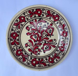 Farfurie din ceramica smaltuita, arta populara CORUND, anii 1980