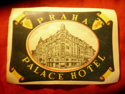 Vigneta Turistica veche Praga Palace Hotel - inc. anilor &amp;#039;50 , 12,5x9cm foto