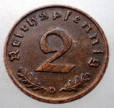 2.663 GERMANIA WWII 2 REICHSPFENNIG 1939 D